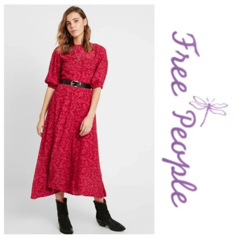 Free People Red Floral Dress